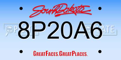 8P20A6 South Dakota License Plate