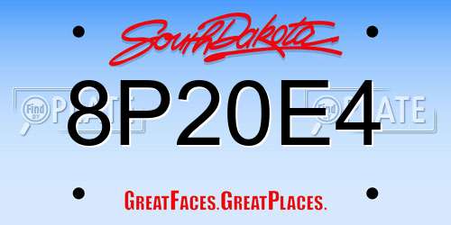 8P20E4 South Dakota License Plate