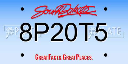 8P20T5 South Dakota License Plate