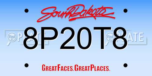 8P20T8 South Dakota License Plate