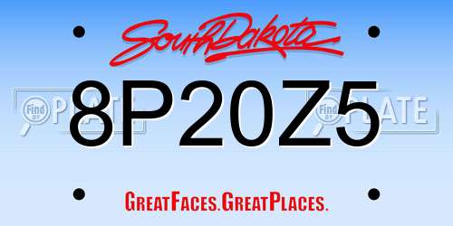 8P20Z5 South Dakota License Plate