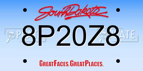 8P20Z8 South Dakota License Plate