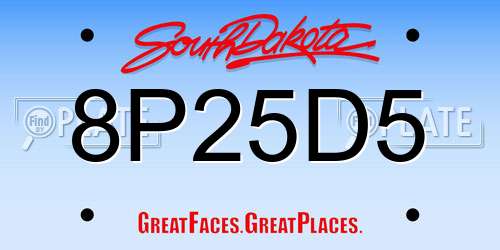 8P25D5 South Dakota License Plate