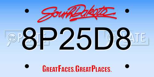 8P25D8 South Dakota License Plate
