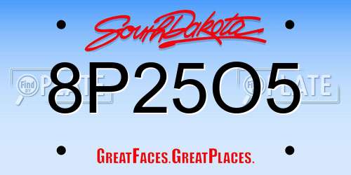 8P25O5 South Dakota License Plate