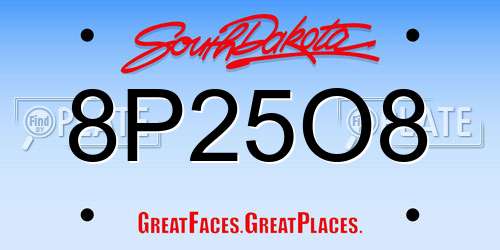 8P25O8 South Dakota License Plate