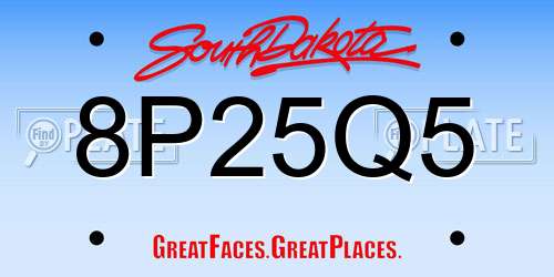 8P25Q5 South Dakota License Plate