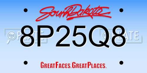 8P25Q8 South Dakota License Plate
