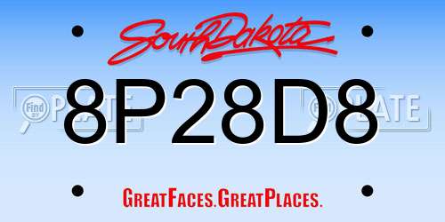 8P28D8 South Dakota License Plate