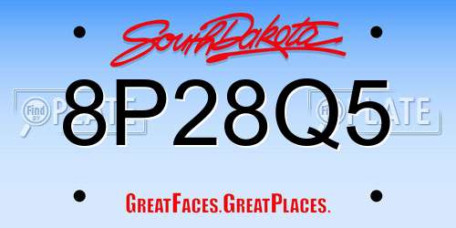 8P28Q5 South Dakota License Plate