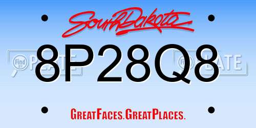 8P28Q8 South Dakota License Plate