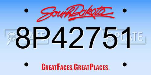 8P42751 South Dakota License Plate