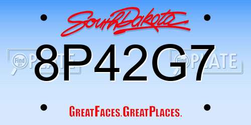 8P42G7 South Dakota License Plate