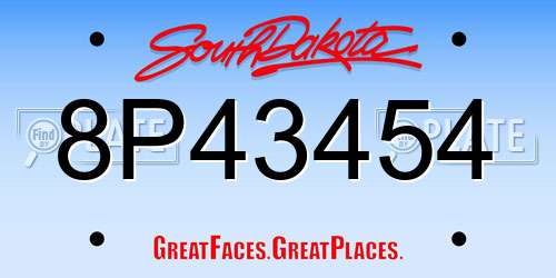 8P43454 South Dakota License Plate
