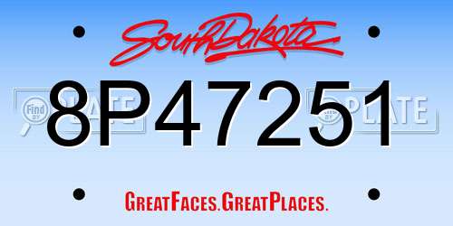 8P47251 South Dakota License Plate