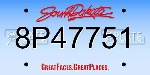 8P47751 South Dakota License Plate