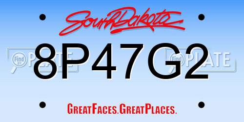 8P47G2 South Dakota License Plate