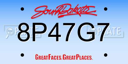 8P47G7 South Dakota License Plate