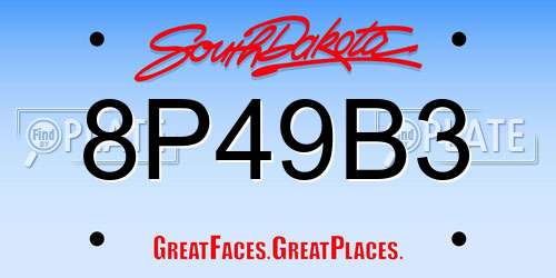 8P49B3 South Dakota License Plate