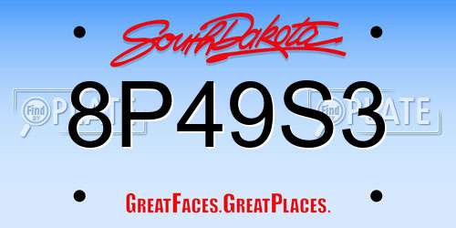 8P49S3 South Dakota License Plate