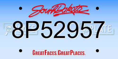 8P52957 South Dakota License Plate