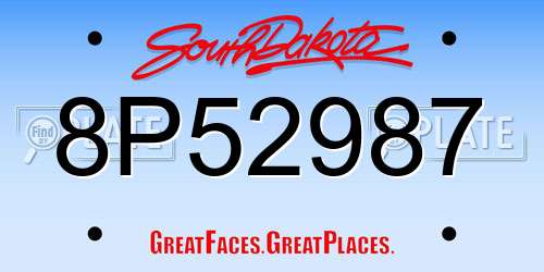 8P52987 South Dakota License Plate