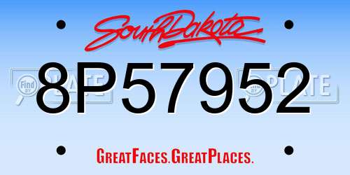 8P57952 South Dakota License Plate