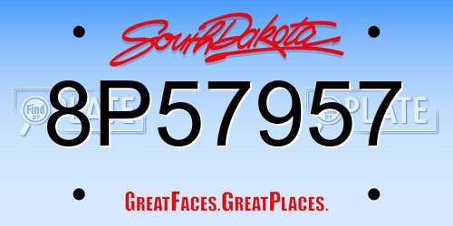 8P57957 South Dakota License Plate