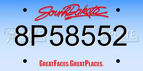 8P58552 South Dakota License Plate