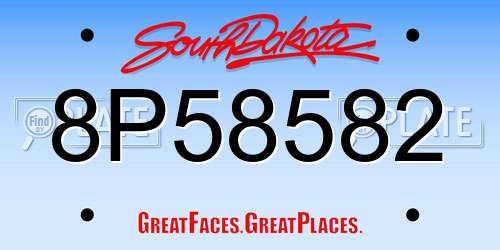 8P58582 South Dakota License Plate