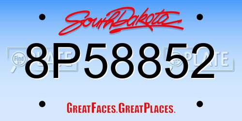 8P58852 South Dakota License Plate