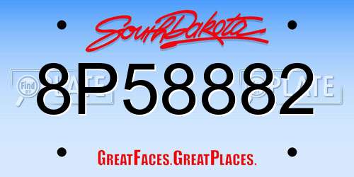 8P58882 South Dakota License Plate