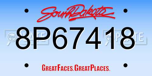 8P67418 South Dakota License Plate