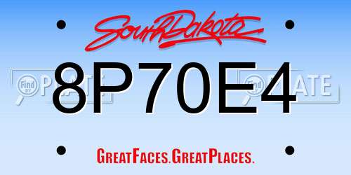 8P70E4 South Dakota License Plate