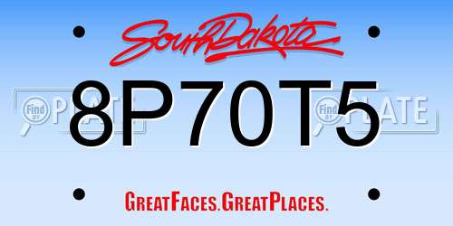 8P70T5 South Dakota License Plate