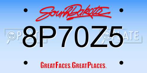 8P70Z5 South Dakota License Plate