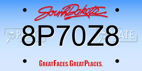8P70Z8 South Dakota License Plate