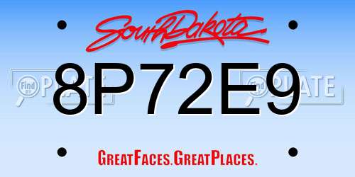 8P72E9 South Dakota License Plate