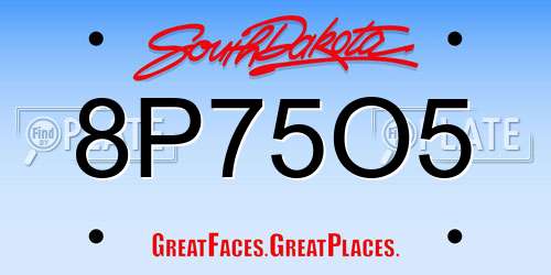 8P75O5 South Dakota License Plate