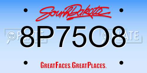 8P75O8 South Dakota License Plate