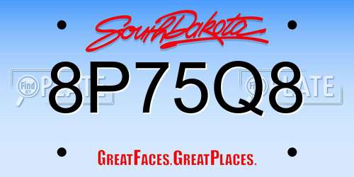 8P75Q8 South Dakota License Plate