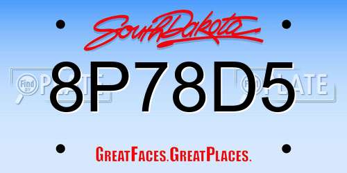 8P78D5 South Dakota License Plate