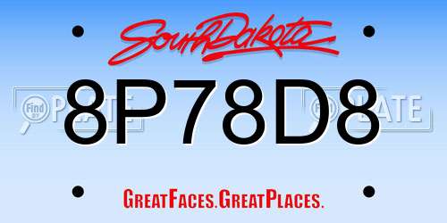 8P78D8 South Dakota License Plate