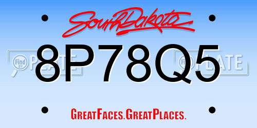 8P78Q5 South Dakota License Plate