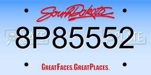 8P85552 South Dakota License Plate