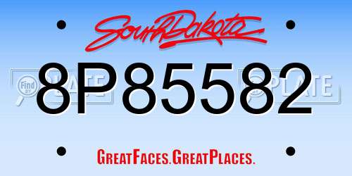 8P85582 South Dakota License Plate