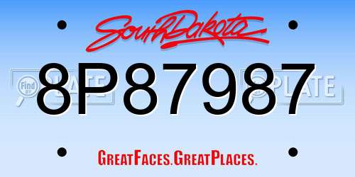 8P87987 South Dakota License Plate
