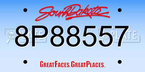 8P88557 South Dakota License Plate