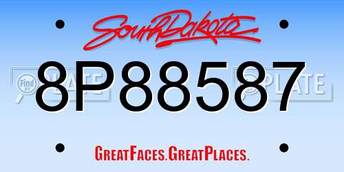 8P88587 South Dakota License Plate