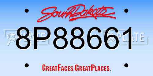8P88661 South Dakota License Plate